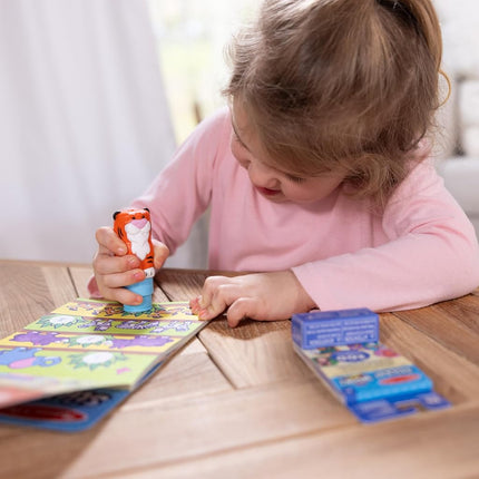 Melissa & Doug Sticker WOW Tiger Bundle: 24-Page Activity Pad, Sticker Stamper, 500 Stickers, Arts and Crafts Fidget Toy Collectible Character