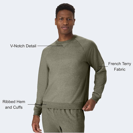 Hanes Men's Crewneck Sweatshirt, Tri-Blend French Terry, Camouflage Green Pe Heather, M