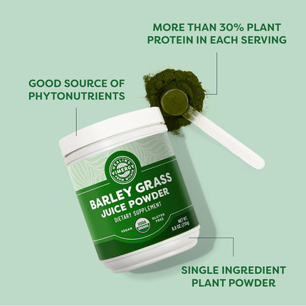 Vimergy USDA Organic Barley Grass Juice Powder – Super Greens Powder Containing Iron, Vitamin C, & Vitamin E – Non-GMO, Gluten-Free, Soy-Free, Vegan & Paleo Friendly – Daily Greens Booster (250g)