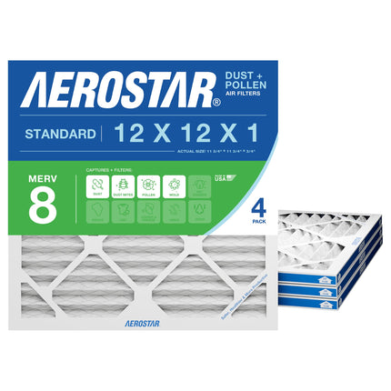 Aerostar 12x12x1 MERV 8 Pleated Air Filter, Pleate