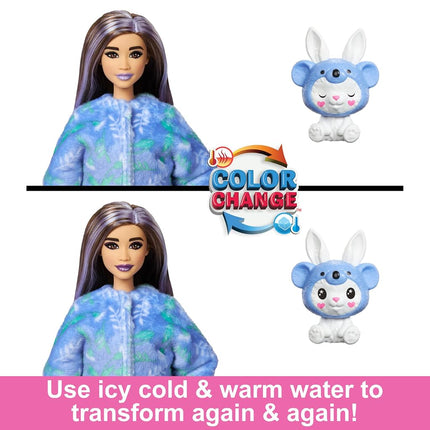 Barbie Cutie Reveal Doll & Accessories with Animal Plush Costume & 10 Surprises Including Color Change, Bunny as a Koala in Costume-Themed Series, HRK26
