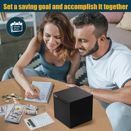 Hicocool Stainless Steel Piggy Bank for Adults Must Break Open, Black 4.72"