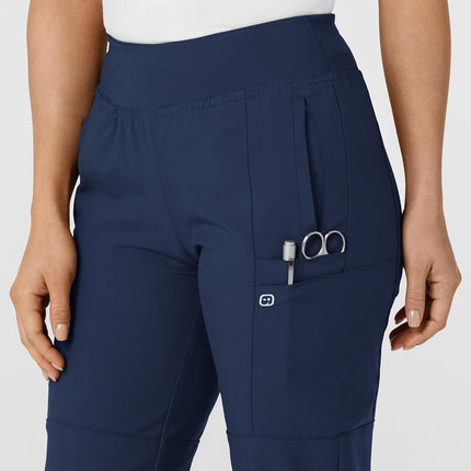 WonderWink 5555TNAVYMDT W123 Women's Comfort Waist Cargo Jogger Pant, Navy, Tall-M Size