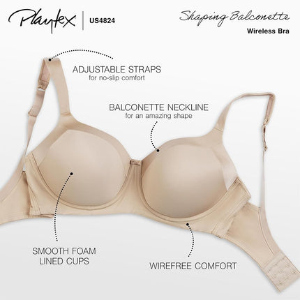 Playtex Sujetador sin aros Balconette de figura completa Shapes & Supports para mujer 4824, Evening Blush, 363D