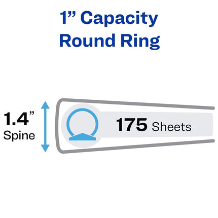 Avery Hanging Storage Flexible 3 Ring Binders, 1" Round Rings, 175-Sheet Capacity, Black, 4 Pack (17708)