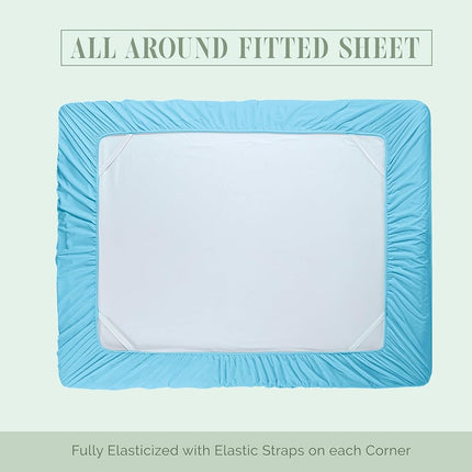 Elegant Comfort 1500 Premium Hotel Quality 18-24 Inches Deep - Extra Deep Pocket Single Fitted Sheet for High Mattress, Luxury and Softest, Smart Pocket - Wrinkle Free, Twin/Twin XL, Aqua Blue