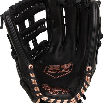 Gant de softball Fastpitch Rawlings R9 | Tailles 11,5" Plusieurs styles Gant femme, Pro H-Web | Noir, 13" | Champ extérieur