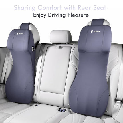 FLORICH Integrated Car Seat Lumbar Support Pillow & Car Neck Pillow Memory Foam Back Cushion for Driving Car Seat Back Support Pillow for Car Seats Driver Back Neck Sciatica Pain Relief Cushion, Blue