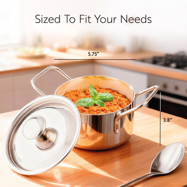 Restaurantware-9 Ounce Small Casserole Dish with Lid, 1 Break-Resistant Individual Casserole Dish - Built-in Handles, Durable, Stainless Steel Casserole Soup Pot, Cook and Serve Individual Portions,