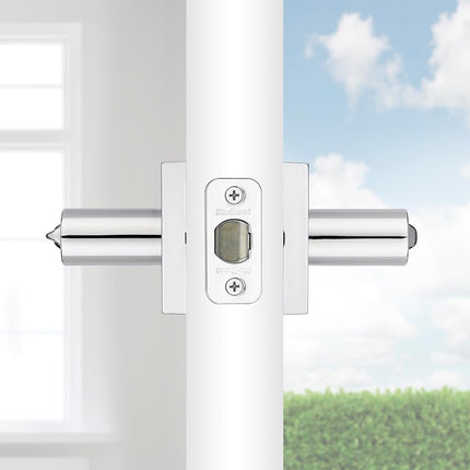 Kwikset Lisbon Square Entry Door Knob with Lock and Key, Secure Keyed Handle Exterior, Front Entrance and Bedroom, Polished Chrome, Pick Resistant SmartKey Rekey Security