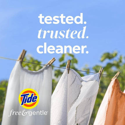 Tide Free & Gentle Liquid Laundry Detergent, 80 Loads, 105 fl oz, Unscented, Dyes and Perfume Free