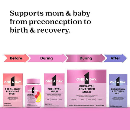 ONE A DAY Postnatal Complete Multivitamin for Post-Pregnancy with Folic Acid and Omega-3 DHA, 60 Count