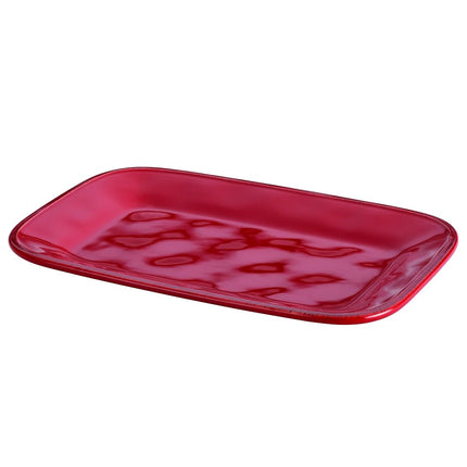 Rachael Ray Cucina Plat de service rectangulaire en grès 20,3 cm x 30,5 cm, rouge canneberge -