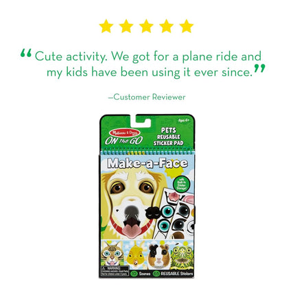 Melissa & Doug On the Go Make-a-Face Reusable Sticker Pad Travel Toy Activity Book – Pet Animals (10 Scenes, 65 Cling Stickers) [Toy] [Sep 19, 2019] Melissa & Doug
