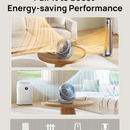 Dreo Desk Fan for Bedroom, 11 Inch Table Fans, 30ft Strong Airflow, 120° Vertical Manual, 3 Speeds, 28dB Quiet Air Circulator Fan，Grey