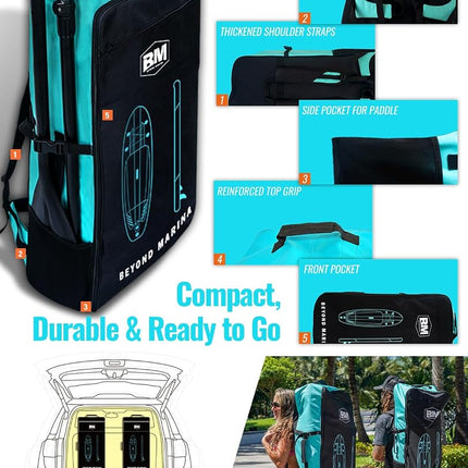 BEYOND MARINA Inflatable Paddle Board Stand Up Paddle Board, 320 x 81 x 15 cm Featherlight Sup Board for Youth & Adult, Premium Double Action Pump, Backpack, Fiberglass Paddle, Leash, Golf Mint Green