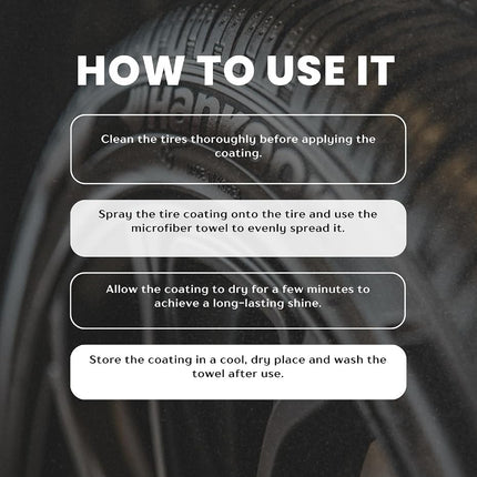 3x Tire Coating by Extreme Shield + Ceramic Aerosol 16 oz Bundle with Microfiber Cloth – Tire-Protectant Spray – Long-Lasting Tire Shine Spray – Repels Dirt & Grime – Gift Set (4 Items)