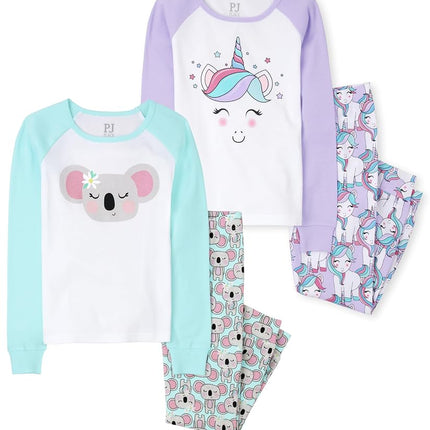 The Children's Place Girls Pajama Set (Pack of 2), Unicorn/Koala 2 Units, 14