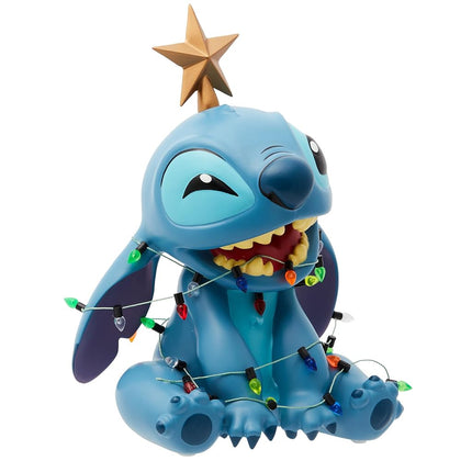 Enesco Disney Showcase Stitch Wrapped in Christmas Lights Figurine, 7.5 Inch, Multicolor