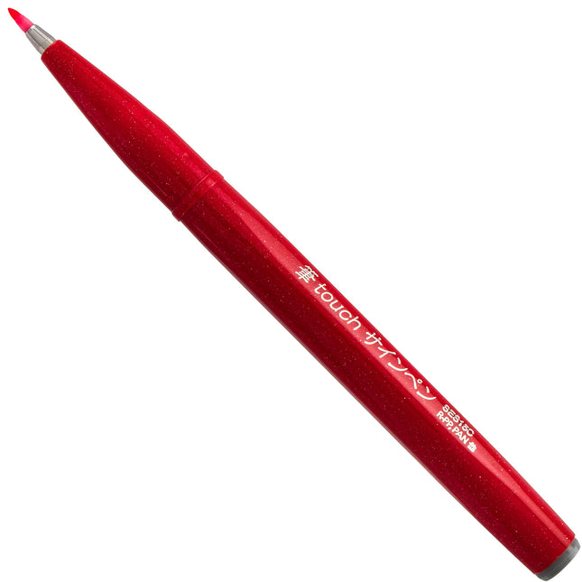 Pentel Arts Sign Pen Touch, Punta de pincel Fude, Tinta roja, Caja de 12 (SES15C-B)