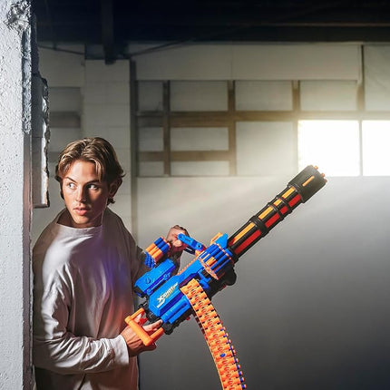 XSHOT Insanity Motorized Rage Fire by ZURU with 72 Darts, Air Pocket Technology Darts and Dart Storage, Motorized Blasting Power, Auto Feeding Belt, Tripod and Scope, Outdoor Toy