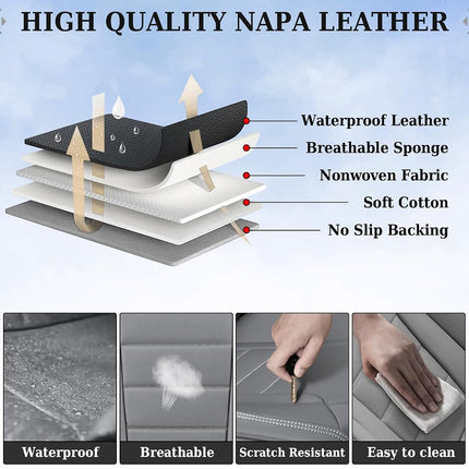 Coverado Front Seat Covers, Car Seat Cover, Gray Seat Covers for Cars, Car Seat Protector, 2PCS Waterproof Faux Leather Car Seat Cushion, Luxury Seat Cushions, Auto Seat Covers Fit for Most Vehicles
