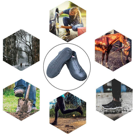 Shiwely Silicone Waterproof Shoe Covers, Upgrade Reusable Overshoes with Zipper, Resistant Rain Boots Non-Slip Washable Protection for Women, Men (L (Women 8-12, Men 7-11), Black)