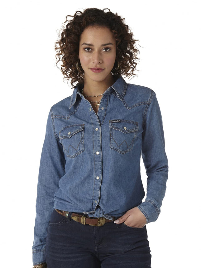 Wrangler Women's Retro Long Sleeve Western Snap Sh