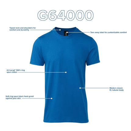 Gildan Unisex-Adult Softstyle Cotton T-Shirt, Style G64000, Multipack, Heather Sapphire (2-Pack), S