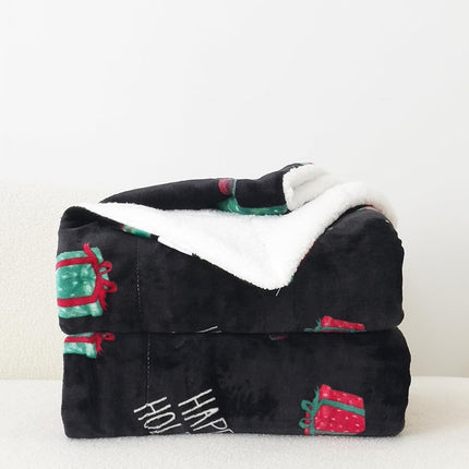 Elegant Comfort Reversible and Ultra-Plush Flannel Fleece-Winter Christmas Sherpa Throw- Lightweight Soft and Cozy-Holiday Decorative Throw, Perfect for Lounging, 50 x 60 inches, Feliz Navidad