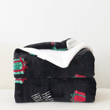 Elegant Comfort Reversible and Ultra-Plush Flannel Fleece-Winter Christmas Sherpa Throw- Lightweight Soft and Cozy-Holiday Decorative Throw, Perfect for Lounging, 50 x 60 inches, Feliz Navidad