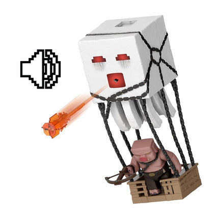Mattel Minecraft Action Figure Set, Blast Attack Ghast with Lights, Sounds, Launcher & Projectile, Plus Piglin Warrior Inspired by the Movie, JFB69
