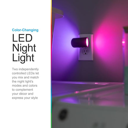 GE Directional LED Swivel Sconce Night Light, Plug-in, Color-Changing & Dimmable, Warm White, Dusk-to-Dawn Sensor, Adjustable for Hallway, Bedroom, Stairway � 1 Pack (82573)