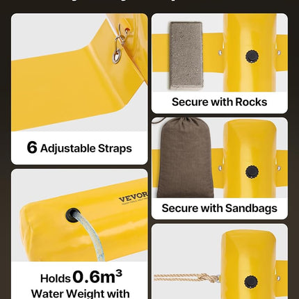 Flood Barrier, Flood Bags, Sandbag Alternative, Water Barrier for Flooding with Great Waterproof Effect, Reusable PVC Water Diversion Tubes, Lightweight Flood Barriers for Home, Door, Garage(12FT*6in)