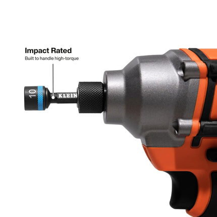 Klein Tools 32926SM 2-Inch Magnetic Power Nut Setters, Compact Impact Driver Set, Color-Coded, Metric, Impact-Rated, 6-Piece