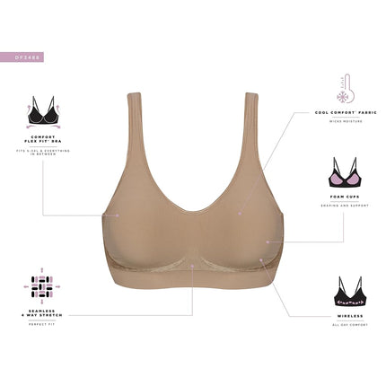 Bali Women's Wireless, Comfort Revolution Full-Coverage Wirefree Bra, Opaque, in The Navy, M