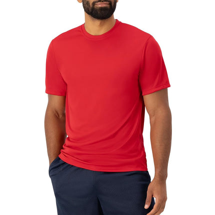 Hanes Men's 2 Pack Short Sleeve Cool DRI T-Shirt UPF 50+, Deep Red, Small