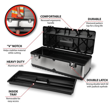 CAJA DE HERRAMIENTAS DE ACERO DE 26 PULGADAS PERFORMANCE TOOL W54026 CON BANDEJA PORTAHERRAMIENTAS DESMONTABLE