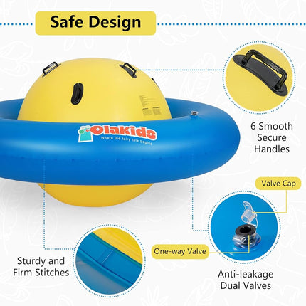 OLAKIDS - 8 FT Dome Inflatable Rocker, Outdoor Kids Rocker with 6 Safe Handles, Toddler Climbing Toy, Backyard Play Center Equipment