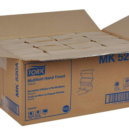 Tork Universal MK520A Multifold Paper Hand Towel 1-Ply 9.125 Width x 9.5 Length Natural Green Seal Certified (Case of 16 Packs 250 per Pack 4000 Towels)