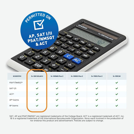 Casio FX 260 Solar II Scientific Calculator 5" x 0.6" x 2.9"