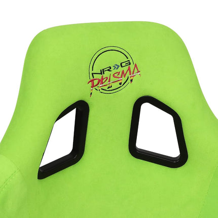 NRG Innovations NRG-FRP-302NG-PRISMA Universal Fixed Back Bucket Racing Seat for 6-Point Harnesses, Size L, Green Cover, 24" W X 36" H X 18" D