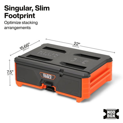 Klein Tools 54844MB MODbox Compact Single Drawer Box Full Width, Tool Storage Drawer with Ball Bearing Slides, Dividers Included, PVC Foam Mat