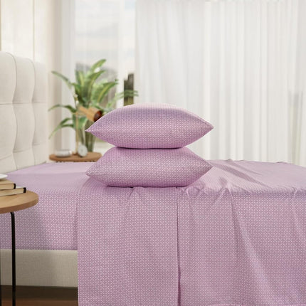 IZOD Sateen Silky 4Pc King Size Bed Sheet Set, Deep Pockets - fits Upto 17", Smooth & Buttery Feel Sheet Set, Long-Staple Soft Combed 100% Cotton Bed Sheet, Hotel Luxury Bedding - Pink Mosaic