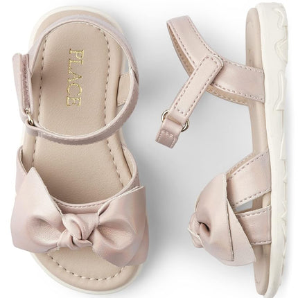 The Children's Place girls And Toddler Girls Flat Sandals, Pink Bow, 10 Toddler