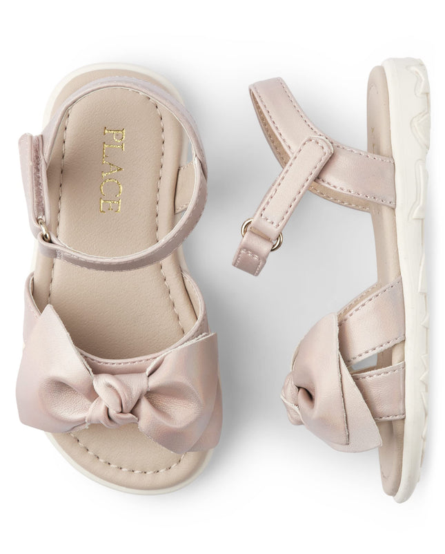 The Children's Place girls And Toddler Girls Flat Sandals, Pink Bow, 10 Toddler