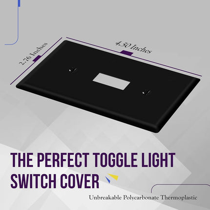 ENERLITES Toggle Light Switch Wall Plate, Gloss Finish, Standard Size 1-Gang 4.50" x 2.76", Unbreakable Polycarbonate Thermoplastic, 8811-BK-10PCS, Glossy Black, 10 Pack