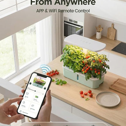 LetPot LPH-Air Hydroponics Growing System Kits, APP & WiFi Controlled Smart Indoor Garden with 24W Grow Light Full Spectrum, 10 Pods Planter Indoor Gardening for Gifts, Kitchen, Vegetable