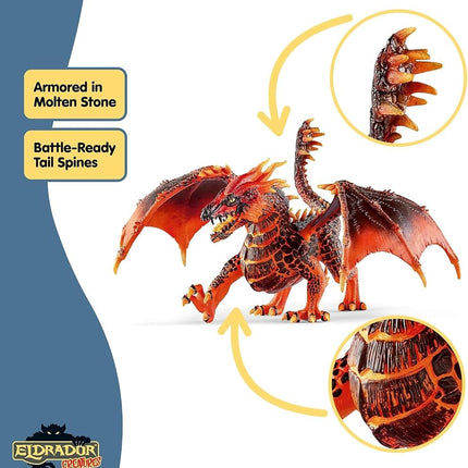 SCHLEICH Eldrador Creatures - 8" Lava Dragon Toy - Movable Wing Action Figure for Boys and Girls - Mythical Creature Figures - Fantasy Beast Figurine - Red Monster Dragon Toys - Kids Ages 7+ | 70138