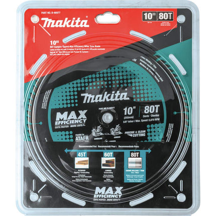 Makita B-66977 Hoja de sierra de inglete de máxima eficiencia con punta de carburo 10" 80D